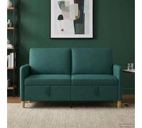 Ordellia Canapé 2 Places Vert foncé avec Coffre Rangement Polyester, Dimensions 152 x 78 x 87 cm, Dossier inclinable, Housse Amovible pour Salon sejour Appartement Studio