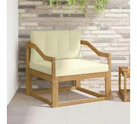 Ordellia Canapé central d'extérieur en bois d'acacia, cadre blanc avec coussin en polyester, élément d'assise résistant aux intempéries pour balcon, terrasse, modulable extensible comme canapé