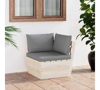 Ordellia Canapé d’Angle en Bois d’épicéa imprégné et Coussins Gris, canapé Palette modulable pour terrasse, Jardin, Balcon ou véranda, détente en extérieur