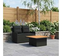 Ordellia Canapé de Jardin 2 pièces en Poly Rattan Noir avec accoudoirs et Table relevable, Coussins Amovibles, Module d Angle pour terrasse Balcon, Assise 110 kg