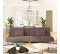 Ordellia Canapé-lit 2 places avec 2 coussins - Tissu taupe - Canapé transformable pour salon, chambre d'amis, petite chambre - Structure en bois robuste - Design moderne