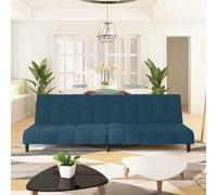 Ordellia Canapé-lit 2 Places en Velours Bleu, Structure en Bois, Dimensions 200 x 84,5 x 69 cm, Couchage 200 x 100 x 32 cm, Convertible Sofa Banquette pour Salon