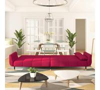 Ordellia Canapé-lit 2 Places Rouge Bordeaux en Velours, Convertible clic clac, avec 2 oreillers, Structure Bois et Pieds métal, Couchage pour Salon séjour Studio