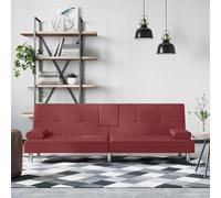 Ordellia Canapé lit Convertible Simili Cuir Rouge Bordeaux avec Porte gobelets, Dossier réglable en 3 Positions, Table escamotable, Charge 110 kg, Cadre en contreplaqué