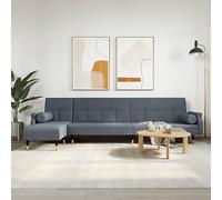 Ordellia Canapé-lit en forme de L - Gris foncé - 271 x 140 x 70 cm - En velours - Avec méridienne réglable - Pour salon et chambre d'amis - Meuble confortable