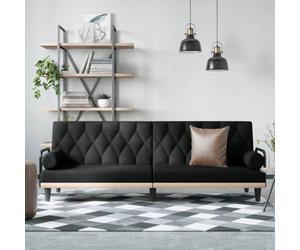 Ordellia Canapé lit Noir en Tissu Polyester avec accoudoirs, canapé Convertible clic clac, Dossier inclinable et Couchage pour invités, Taille 205 x 100 x 47 cm, 1 Ensemble