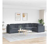 Ordellia Canapé modulable Gris foncé en Velours, Sofa d Angle avec 13 Grands Coussins, 8 Petits Coussins, Structure métal, 400 x 200 x 64 cm pour Salon séjour Appartement intérieur Maison