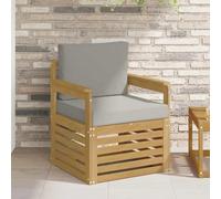 Ordellia Canapé Module Jardin extérieur en Bois d'acacia Massif, Ensemble 2 pièces Blanc et Gris Clair, Assise 37 cm, Coussins siège et Dossier, terrasse Balcon Patio Lounge