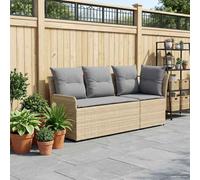 Ordellia Canapé Module Jardin extérieur en rotin PE Beige et Gris Clair, Sofa d Angle 2 pièces avec accoudoirs, Coussins Amovibles et Pieds réglables pour terrasse Balcon Patio Lounge