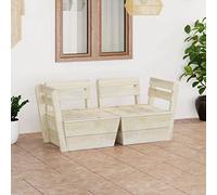 Ordellia Canapé Palette d’extérieur 2 Places en Bois d’épicéa imprégné, Ensemble Salon modulable Angle, pour terrasse Jardin Balcon, détente avec Assise Stable