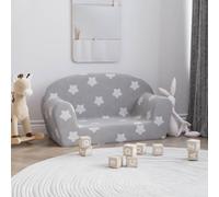 Ordellia Canapé pour enfant 2 places gris clair avec étoiles, banc en peluche douce pour chambre d'enfant, housse amovible, rembourrage en mousse, confortable pour lire, jouer, se détendre dans la