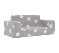 Ordellia Canapé pour enfant 2 places gris clair avec étoiles en peluche, mini banc confortable pour chambre d'enfant, se détendre, lire et jouer, doux et léger