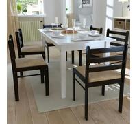 Ordellia Chaise à Manger en Bois d hévéa Marron avec Dossier carré Velours Polyester, Lot de 6 chaises, Assise rembourrée pour Cuisine Salle à Manger Bar bistrot