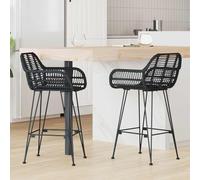 Ordellia Chaise de Bar Double en rotin et métal, 55 x 52 x 92 cm, Assise Confortable avec Dossier Haut, Repose-Pieds intégré, Design Moderne pour intérieur, résistant, idéale pour Cuisine