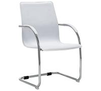 Ordellia Chaise de bureau cantilever blanche en cuir synthétique avec accoudoirs, dossier ergonomique, siège rembourré, cadre en fer chromé, 55 x 59 x 88 cm