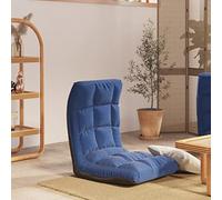 Ordellia Chaise de sol pliable en tissu bleu avec rembourrage en mousse, réglable pour jouer, lire, regarder la télévision, méditer, se détendre dans le salon, la chambre à coucher, la chambre