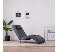 Ordellia Chaise longue avec coussin gris avec 5 modes de massage et fonction chauffante, chaise longue relaxante aspect daim pour salon, chambre à coucher et coin lecture