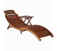 Ordellia Chaise Longue en Bois d Acacia Massif Marron avec Table d appoint 184 x 55 x 64 cm Pliable, capacité 110 kg par siège, pour Jardin terrasse Balcon