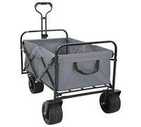 Ordellia Chariot gris en acier et tissu Oxford polyester, 89 x 63 x 96 cm, pliable, capacité de charge de 200 kg, roues à 360° avec freins, poignée réglable pour jardin, garage et transport