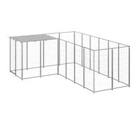 Ordellia Chenil Argenté en Acier Durable 4,84 m² pour Chien extérieur intérieur avec Toit résistant à l'eau et verrou sécurisé, Grand Espace de Repos et de Jeu