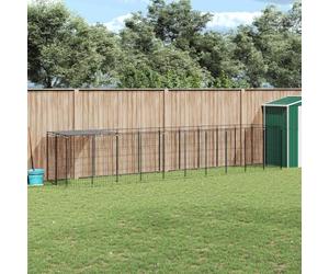 Ordellia Chenil en Acier Noir 6,05 m² Grand Espace extérieur sécurisé, abri pour Chien Robuste avec Toit résistant à l'eau et Porte verrouillable pour sécurité et Confort