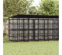 Ordellia Chenil extérieur avec Toit en Acier Robuste 14,75 m² pour Chien, abri avec Porte verrouillable, Grande Cage de Jardin, Facile à Assembler et Durable pour l'extérieur