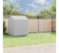 Ordellia Chenil extérieur pour Chiens avec Toit argenté 4x4x2,5 m Robuste en Acier galvanisé, Espace spacieux pour Animal de Compagnie, Protection UV et étanchéité, Porte verrouillable