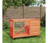 Ordellia Clapier en bois marron 103 x 44 x 69,5 cm avec grille, étage, rampe, enclos pour lapins, cochons d'Inde, lapin, intérieur, extérieur, jardin, balcon et appartement