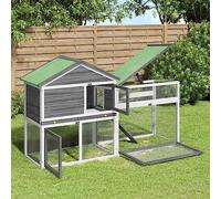 Ordellia Clapier Gris en Bois de pin Massif 185,5x60,5x109,5 cm avec Centre d'activités modulable intérieur extérieur pour Lapins rongeurs Hamsters Chinchillas
