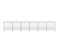 Ordellia Clôture de jardin avec pointe en acier - 10,7 m de long - 200 cm de hauteur - Noir - Avec 6 éléments de clôture et 7 poteaux pour une protection visuelle et une délimitation durable des