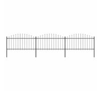 Ordellia Clôture de jardin en acier avec pointe de lance noire 537 x 150 cm, 3 éléments de clôture, 4 poteaux, brise-vue, sécurité, intimité, bordure en métal robuste pour jardin, terrasse, balcon