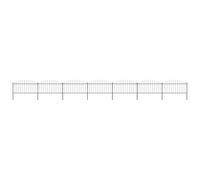 Ordellia Clôture de jardin en acier avec pointe en forme de lance, noir, 11,9 m de long, 7 éléments de clôture, 8 poteaux, brise-vue et sécurité pour terrasse, balcon, extérieur