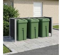 Ordellia Clôture de Poubelle Gris en Aluminium et WPC 237 x 85 x 115 cm, Résistante aux intempéries, Extensible, Facile à Assembler pour Jardin, Garage ou Terrasse, Organisation et Protection