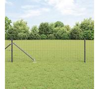 Ordellia Clôture en acier PVC gris 10 x 0,4 m avec poteaux et éléments de fixation pour jardin terrasse extérieur et séparation robuste et résistante aux intempéries
