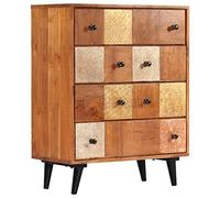 Ordellia Commode en bois d'acacia massif - 60 x 30 x 75 cm - Finition miel - 4 tiroirs - Buffet de rangement pour couloir, salon - Vintage - Grain de bois