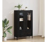 Ordellia Corona Buffet haut aspect chêne noir, 69,5 x 31 x 115 cm, avec tiroir et portes, pour salon et couloir
