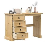 Ordellia Corona Coiffeuse 104 x 47 x 75 cm en pin massif avec 4 tiroirs et poignées en métal Polyvalente comme bureau d'ordinateur Table de travail Bureau Ordinateur Portable Home Office Ergonomique