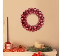 Ordellia Couronnes de Boules de Noël 2 pièces Rouge 33 x 33 x 7 cm décoration Festive intérieure extérieure pour Salon Maison Jardin avec guirlandes et Figurines Lumineuses