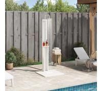 Ordellia Douche d'extérieur en bois massif de pin et acier inoxydable blanc, hauteur réglable de 206 cm, pommeau de douche rotatif, convient pour piscine, jacuzzi, spa, accessoires d'extérieur