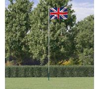 Ordellia Drapeau du Royaume-Uni avec mât en Aluminium de 6,08 m Ensemble de pavillon National Durable pour Jardin, fête, événement Sportif, Camping ou décoration extérieure