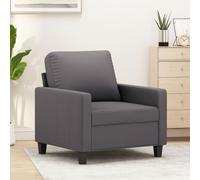 Ordellia Élégant fauteuil gris 60 cm en cuir synthétique robuste, rembourrage confortable, structure en métal, idéal pour le salon, le bureau et les coins de lecture, ajout élégant à votre maison