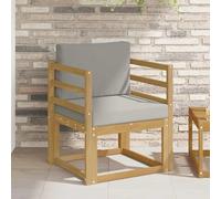 Ordellia Ensemble 2 pièces canapés d extérieur en Polyester et Bois d Acacia Massif, 1 siège Central par Module, avec Coussins, Dossier et accoudoirs, pour terrasse Jardin