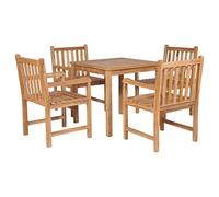 Ordellia Ensemble à Manger d’extérieur 5 pièces en Bois Dur de Teck Finition à Base d’Eau Dessus de Table 3 cm, 1 Table et 4 chaises pour Jardin terrasse