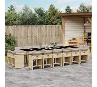 Ordellia Ensemble à Manger de Jardin 17 pièces avec Table en Verre trempé et Coussins, 1 Table 16 chaises, résine tressée Beige, Pliable, détente terrasse Jardin, 110 kg par siège