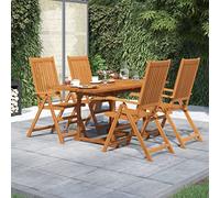 Ordellia Ensemble à Manger de Jardin 5 pcs en Bois d'acacia Massif, Table Extensible 120 170 cm, chaises réglables et Pliables, mobilier Repas extérieur pour terrasse Balcon Patio véranda