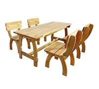 Ordellia Ensemble à Manger extérieur 5 pcs en pinède imprégnée, 4 chaises et 1 Table, Salon Jardin pour terrasse Balcon, Assise Confortable pour Repas et détente