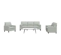 Ordellia Ensemble canapé 3 pièces en Velours Gris Clair, canape Divan Sofa Banquette Fauteuil avec Coussins et traversins, Cadre métal, Salon séjour intérieur Maison