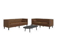 Ordellia Ensemble canapé Chesterfield 2 pièces Marron en Similicuir Daim, canapé Divan et Sofa avec traversins, 2 Places 3 Places pour Salon séjour Maison, accoudoir Dossier rembourrés