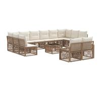 Ordellia Ensemble canapé de Jardin 13 pcs Beige en polyrotin avec Coussins, Cadre Acier Enduit, modules pour terrasse Patio, Salon extérieur Confortable et résistant aux intempéries