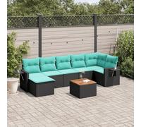 Ordellia Ensemble canapé de Jardin 8 pièces Noir en résine tressée, canapé Module modulable pour terrasse, Salon extérieur avec Fauteuil Angle, Pouf, accoudoir